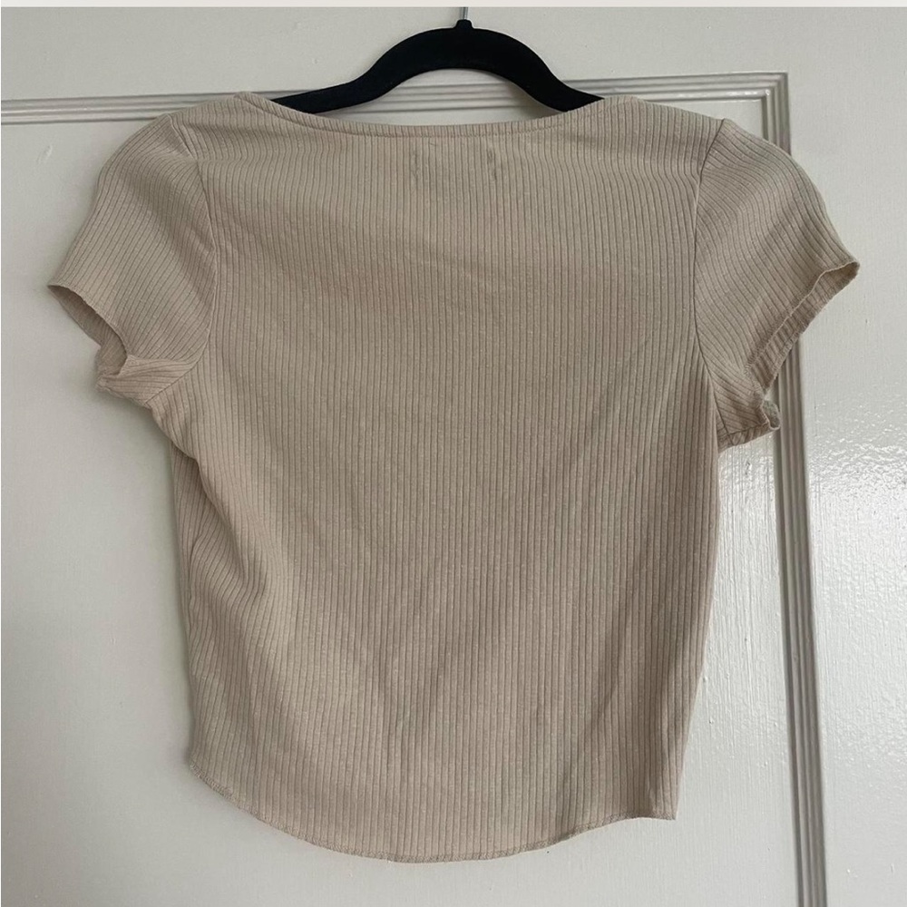 Women's Cream Ribbed Top - Picture 2 of 3